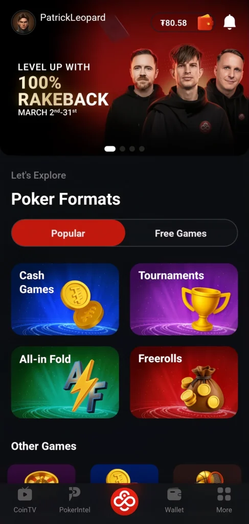 CoinPoker移动端大厅