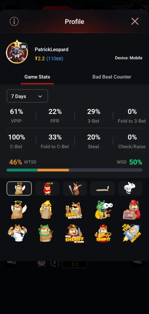 CoinPoker移动端资料与牌桌界面